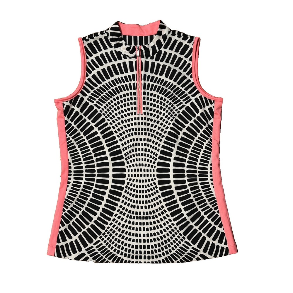 Tail Women's Size Medium Black White Coral Trim Golf‎ Tennis Athletic Tank Top